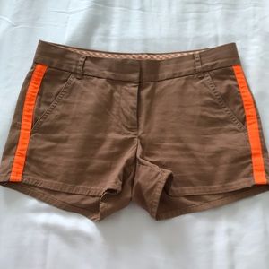 J CREW broken in chino- NEON orange stripe shorts